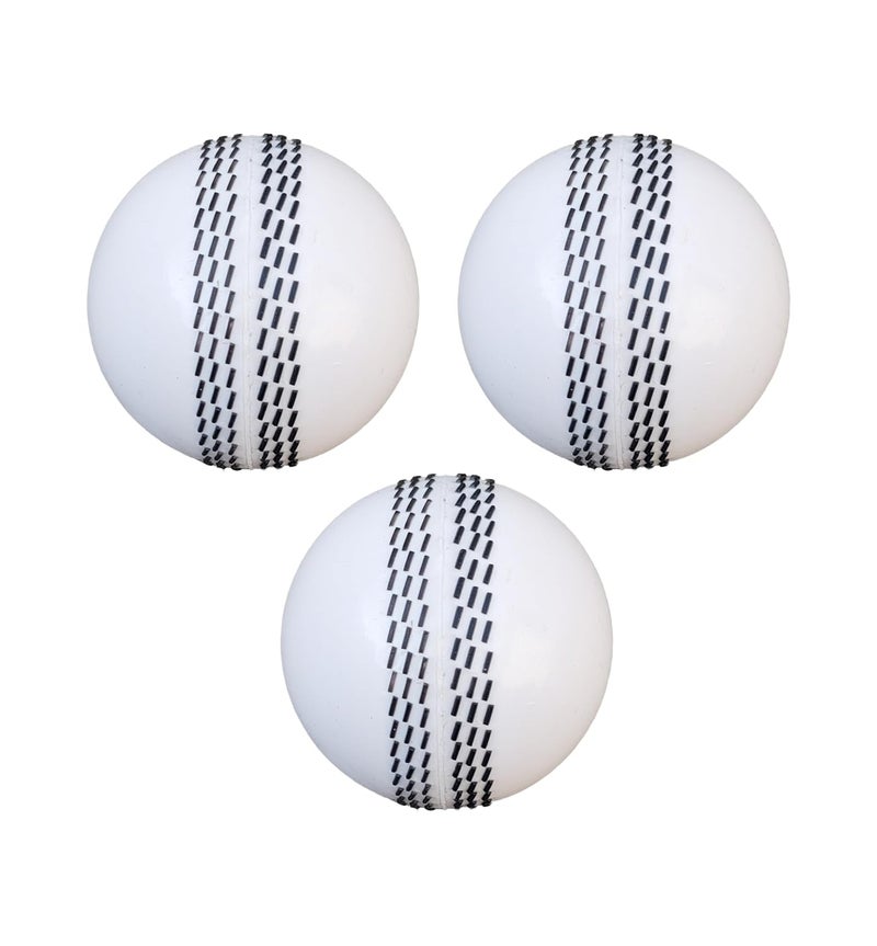 IFOLDUP Rubber Synthetic Cricket Ball i10 -Poly Hard Ball for Indoor and Outdoor Training (Combo 3 PC White) - Image 1
