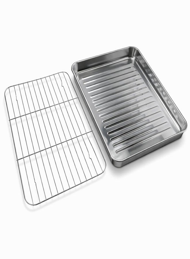 Crega Stainless Steel Baking Tray Large Oven Pan with Cooling Rack Heavy Duty Non Toxic Rust Resistant Dishwasher Safe Perfect for Baking Cakes Pastries Muffins Snacks Roasting Grilling and Serving - Image 1