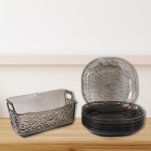 Oblivion Plastic Household Plates Dinner Plates Dish Tray Skewer Bone Plate Set (10 Pcs Set) - Image 3