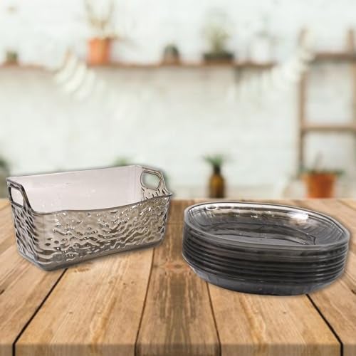 Oblivion Plastic Household Plates Dinner Plates Dish Tray Skewer Bone Plate Set (10 Pcs Set) - Image 2