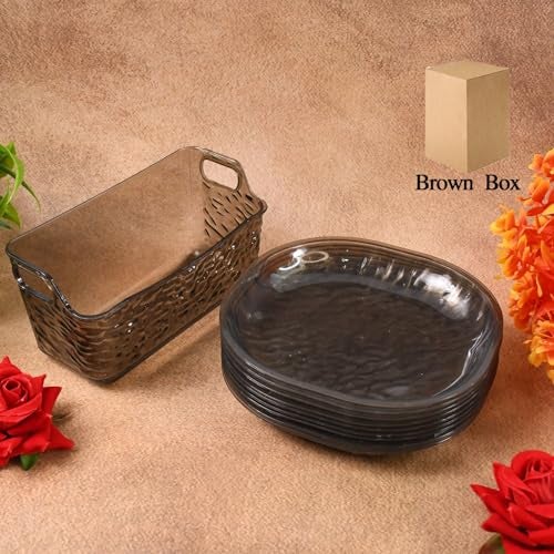 Oblivion Plastic Household Plates Dinner Plates Dish Tray Skewer Bone Plate Set (10 Pcs Set) - Image 4