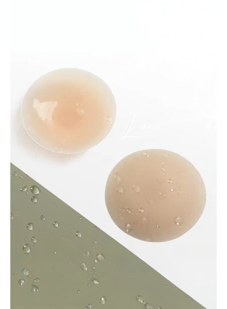 Glowudz 1Pair Reusable Nude Color Water Proof Adhesive Pasties Nipple Silicone Pad Breast Cover For Woman With Travel Box - Image 3