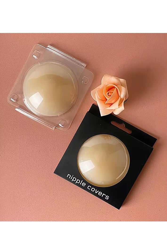 Glowudz 1Pair Reusable Nude Color Water Proof Adhesive Pasties Nipple Silicone Pad Breast Cover For Woman With Travel Box  - Image 2