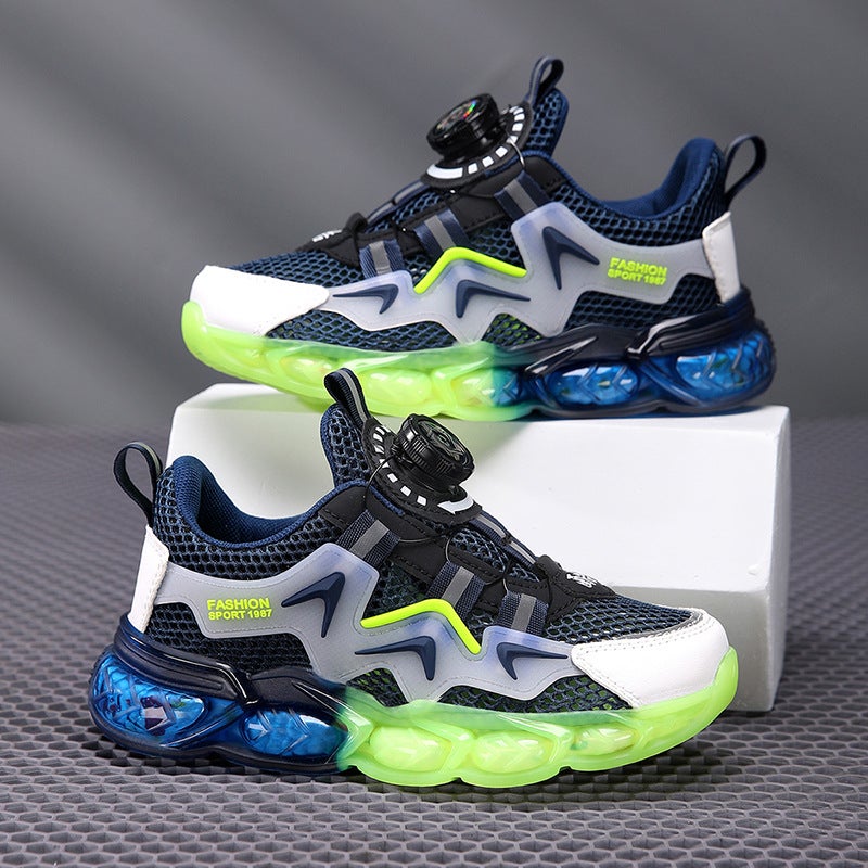 Boys' Shoes New Mesh Rotating Buckle Breathable Sneaker Children'S Leisure Girls' Travel Shoes - Image 2