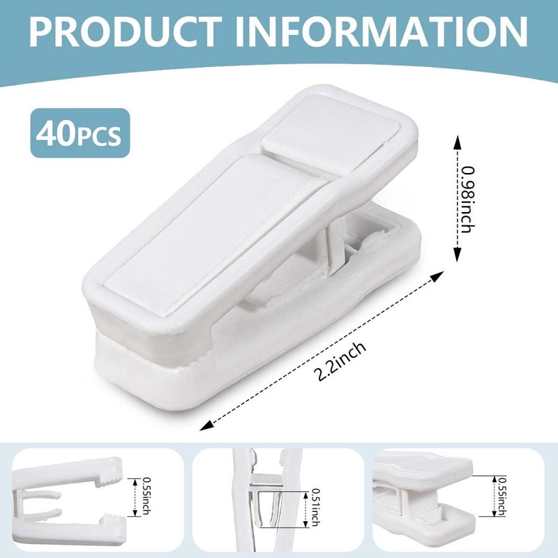 KISEER 40 Pcs Plastic Baby Hanger Clips Slim-line Finger Clips Set for Clothes Hanger Velvet Hanger (White) - Image 2