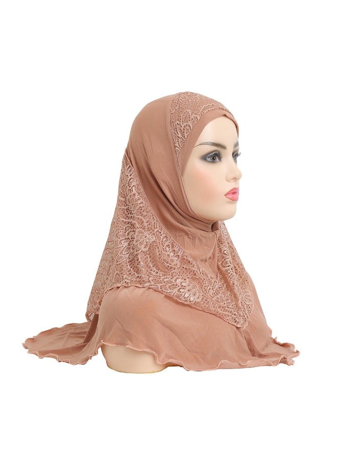 Muslim Hijab Lace Islamic Scarf Head Wrap Pray Scarves Women's Headwear