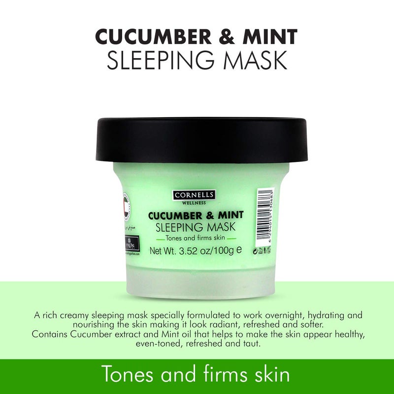 Cornells Wellness, Hydrating & Nourish, Cucumber & Mint Sleeping Mask 100G, For Unisex - Image 3
