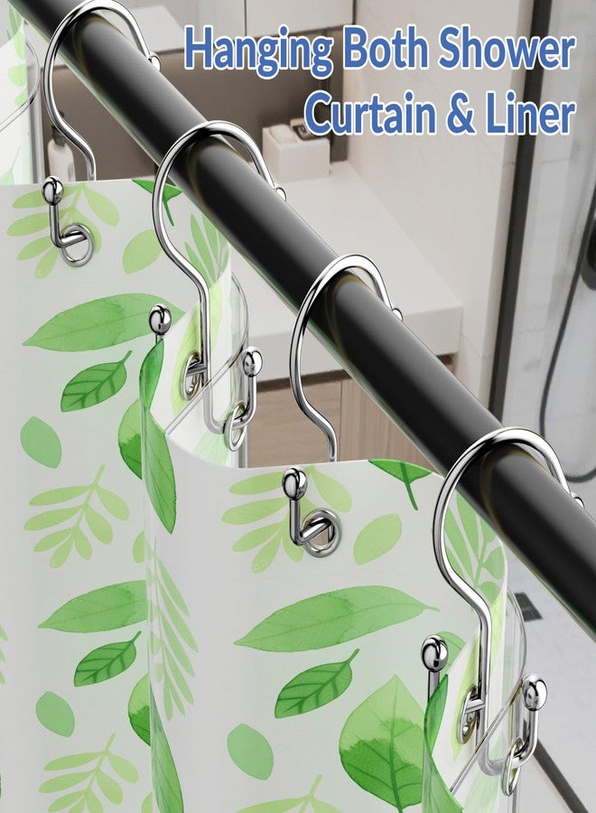 Goowin Shower Curtain Hooks, Silver Shower Curtain Hooks Rust Proof, Anti-drop Metal Shower Curtain Rings Hooks, Double Shower Hooks for Shower Curtain, Shower Rings for Curtain & Liner, Silver-12 Pcs - Image 5
