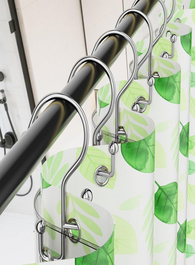Goowin Shower Curtain Hooks, Silver Shower Curtain Hooks Rust Proof, Anti-drop Metal Shower Curtain Rings Hooks, Double Shower Hooks for Shower Curtain, Shower Rings for Curtain & Liner, Silver-12 Pcs - Image 2