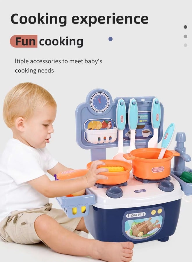 22 PCS Kitchen Playset Pretend Toys,Kitchen Toys for Toddlers with Real Sounds and Light,Role Playing Game Pretend Food and Cooking Playset, Mini Kitchen Accessories Set for Boys Girls - Image 4