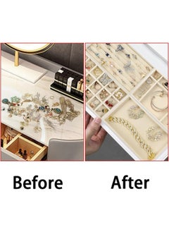 Generic Set of 4 Stackable Jewelry Organizer Trays for Drawers Display Case Storage Container Earring Necklace Rings Bracelet with Removable Dividers  - Image 5
