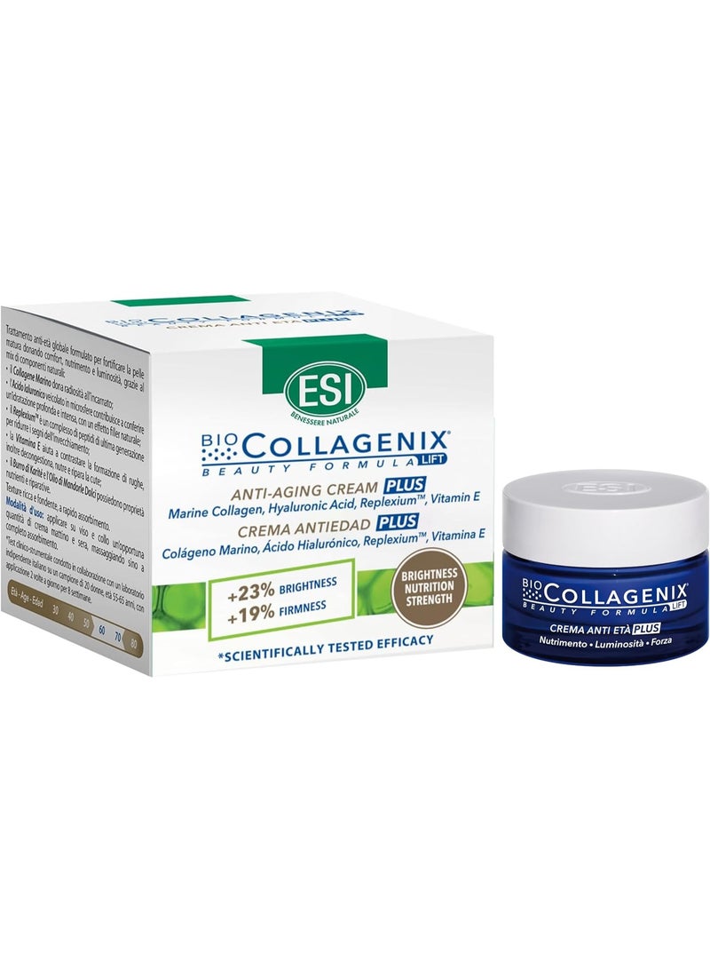 ESI - Biocollagenix Anti-Ageing Plus Face Cream for Mature Skin, with Marine Collagen and Hyaluronic Acid, Anti-Age and Antioxidant Action, Gives Firm, Nourished and Elastic Skin, 50 ml - Image 1