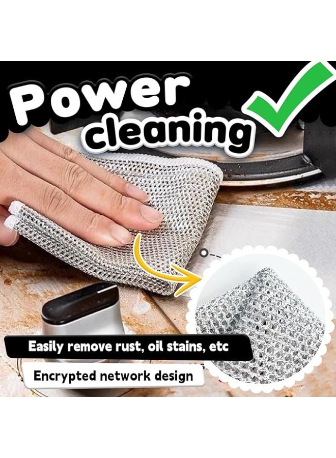 Generic 10PCS Multipurpose Wire Dishwashing Rags for Wet and Dry, Wire Dishwashing Cloth, Reusable Kitchen Cleaning Wire Dish Towels Dish Cloths, Non-Scratch Scrubbing Wire Dishcloth Rags for Kitchen. - Image 3