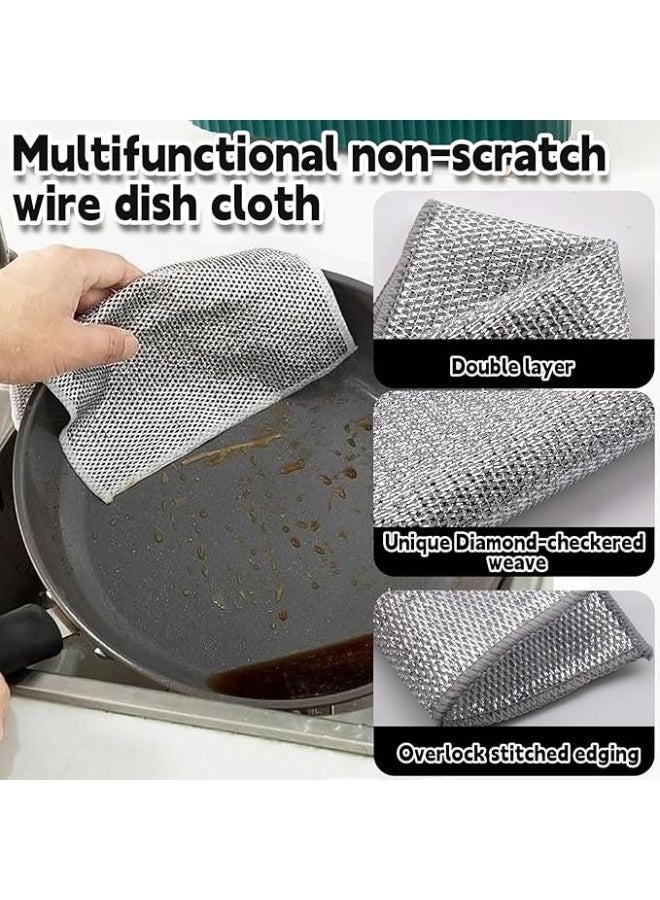 Generic 10PCS Multipurpose Wire Dishwashing Rags for Wet and Dry, Wire Dishwashing Cloth, Reusable Kitchen Cleaning Wire Dish Towels Dish Cloths, Non-Scratch Scrubbing Wire Dishcloth Rags for Kitchen. - Image 2