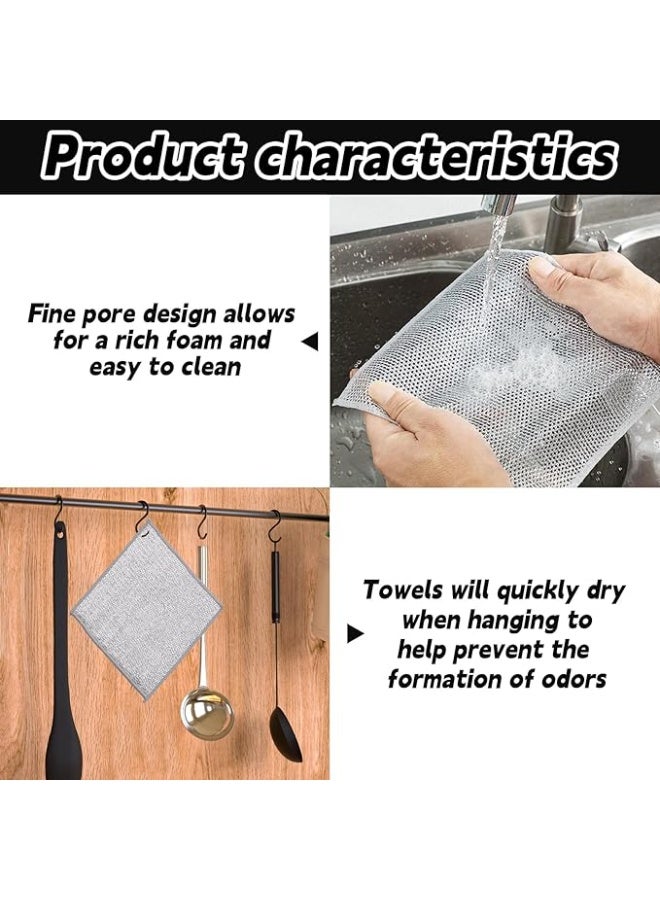 Generic 10PCS Multipurpose Wire Dishwashing Rags for Wet and Dry, Wire Dishwashing Cloth, Reusable Kitchen Cleaning Wire Dish Towels Dish Cloths, Non-Scratch Scrubbing Wire Dishcloth Rags for Kitchen. - Image 4