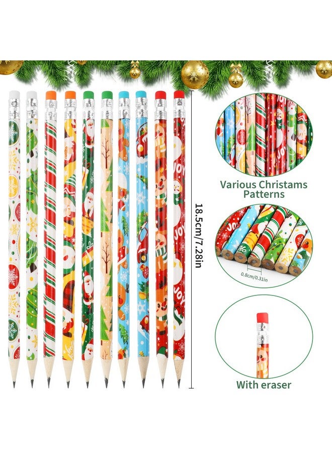 DIYASY 100 Pcs Christmas Pencils for Kids, Holiday Pencils Bulk with Erasers Xmas Wood Pencil Party Favor Supplies Classroom Rewards Prizes Stationery Decorations 10 Styles - Image 2