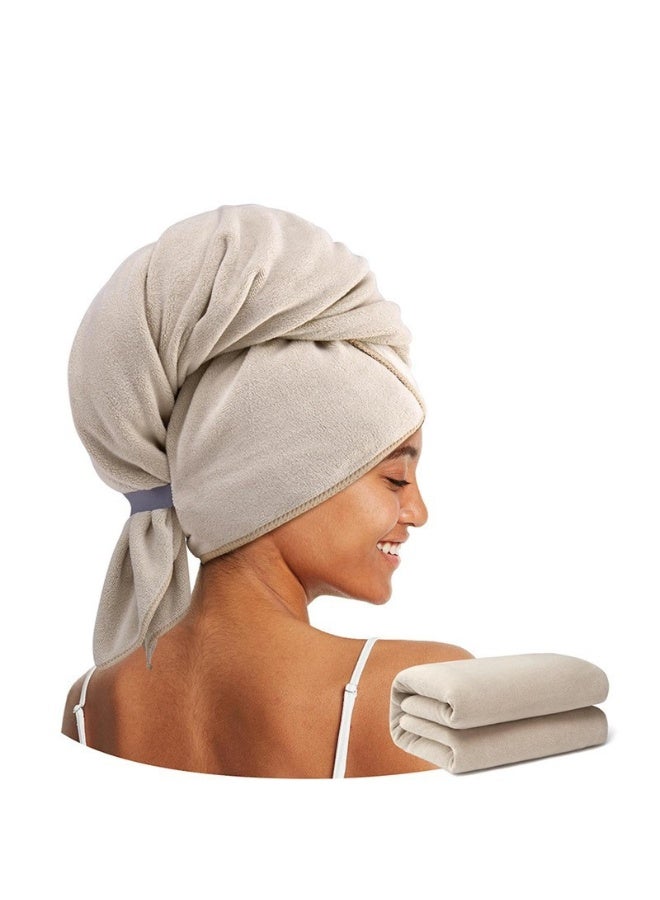 Microfiber Hair Towel 41" x 30" Extra Large Quick Drying Hair Wrap Turban for All Hair Style Camel - Image 1