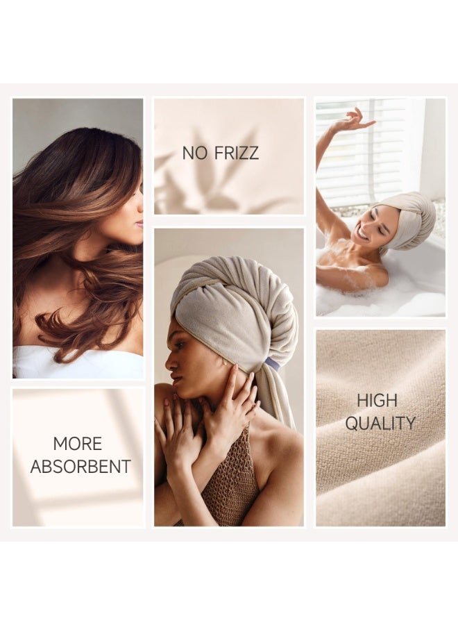 Microfiber Hair Towel 41" x 30" Extra Large Quick Drying Hair Wrap Turban for All Hair Style Camel - Image 3