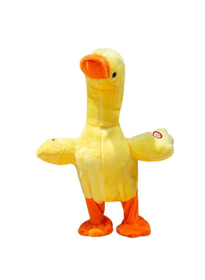 Electric Talking & Dancing Yellow Duck Plush Toy – Interactive Singing, Walking, Repeating Toy for Kids – USB Rechargeable – 30cm  - Image 1