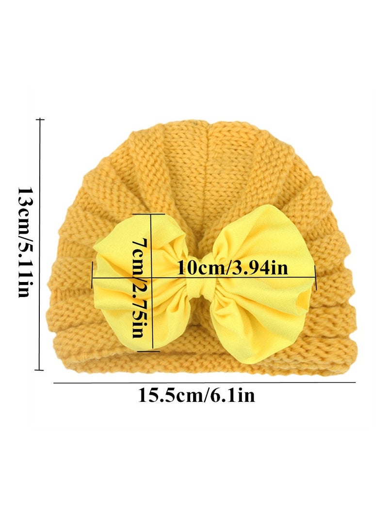 Generic Baby Knitting Big Bow Hats Winter Warm Toddler Turban Infant Beanie Cap, Yellow  - Image 2