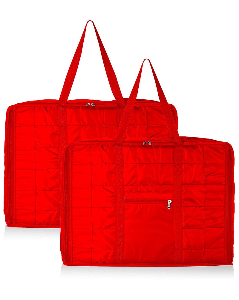 Kuber Industries Parachute Big Underbed Moisture Proof Storage Bag with Zippered Closure and Handle Red Pack of 2 - Image 1
