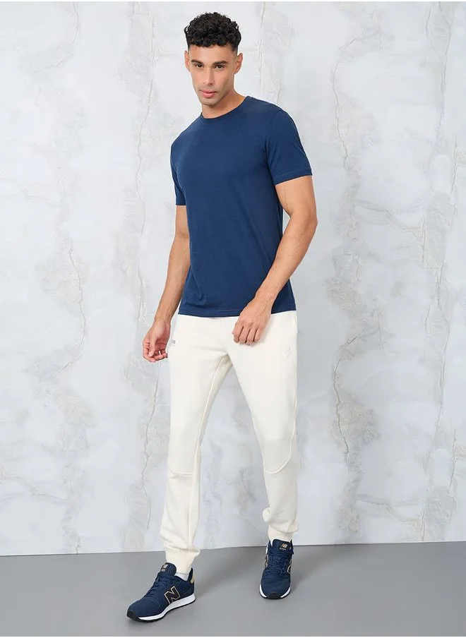Styli Solid Regular Fit Cotton Rich T-Shirt