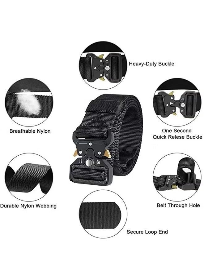 Generic Traing Tactical Belt Military Style Girdle Utility for Men Waistband Nylon Webbing Band with V-Ring Heavy-Duty Quick-Release Zinc Alloy Buckle Elastic Ring Allergy Free - Black  - Image 5