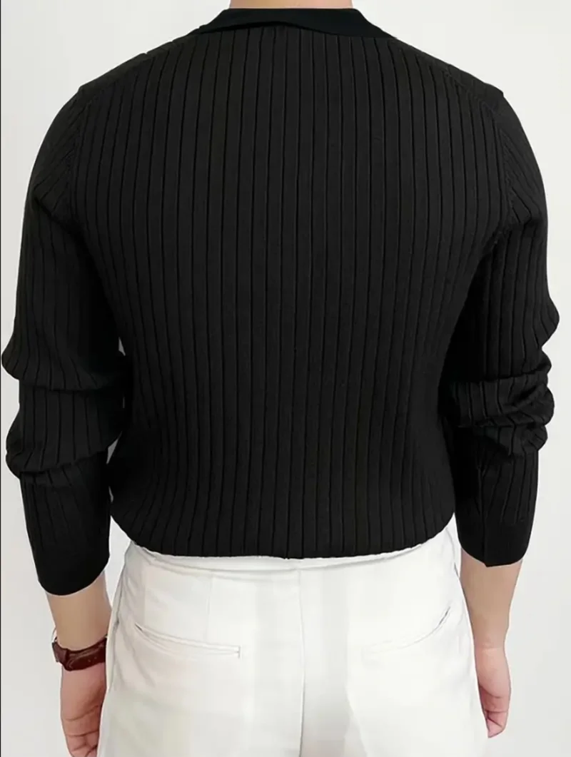 Cool Tarz Cool Style Men's Black Buttoned Polo Neck Knitted Sweater
