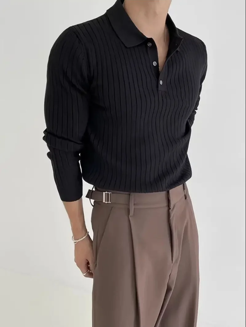 Cool Tarz Cool Style Men's Black Buttoned Polo Neck Knitted Sweater