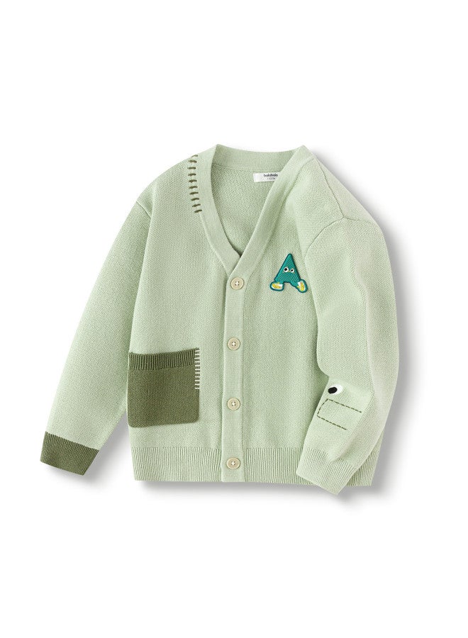 Balabala Kids V-neck Knit Sweater Boys' 2025 Spring New Cardigan Outdoor Color Block - Image 2