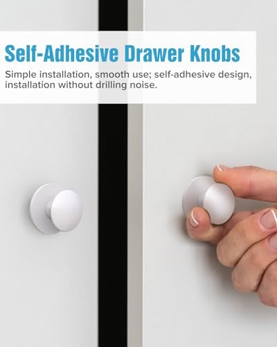 MeBantoo 20 Pack White SelfAdhesive Cabinet Knobs SelfStick Hardware Kitchen Cabinet Handles NoPunch Peel and Stick Drawer Knobs for Refrigerators Dressers Windows Closets - Image 3