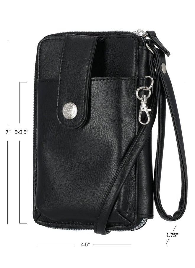 Mundi - Mundi Jacqui RFID Blocking Crossbody Wallet Bag for Women, Compact Travel-Size Cell Phone Holder Purse - Vegan Leather, Black - Image 1