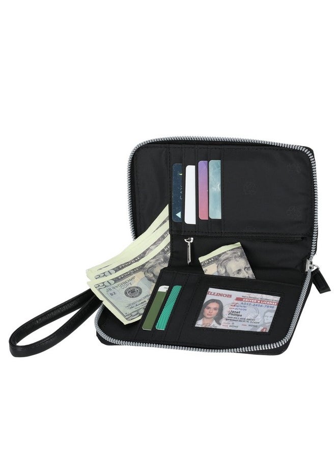 Mundi - Mundi Jacqui RFID Blocking Crossbody Wallet Bag for Women, Compact Travel-Size Cell Phone Holder Purse - Vegan Leather, Black - Image 1