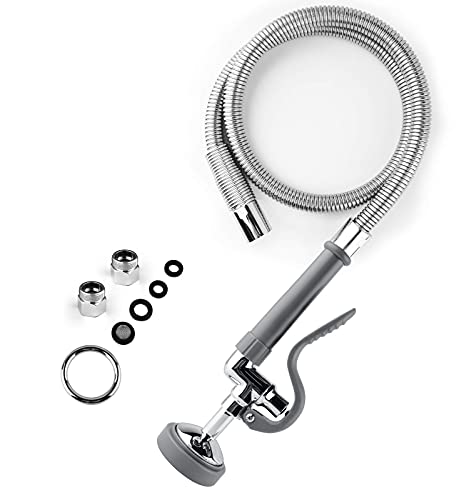 CWM Spray Valve with 45" Flexible Stainless Steel Hose, Pre Rinse Sprayer Assembly for Commercial Kitchen Faucet - Image 1