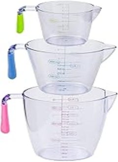 Plastic Measuring Jug Set of 3, Measuring Jugs with Angled Grip Handles, BPA-freeTransparent Measuring Cups 200ML / 400ML / 900ML, Easy to Read Measurements, Cook with Accuracy