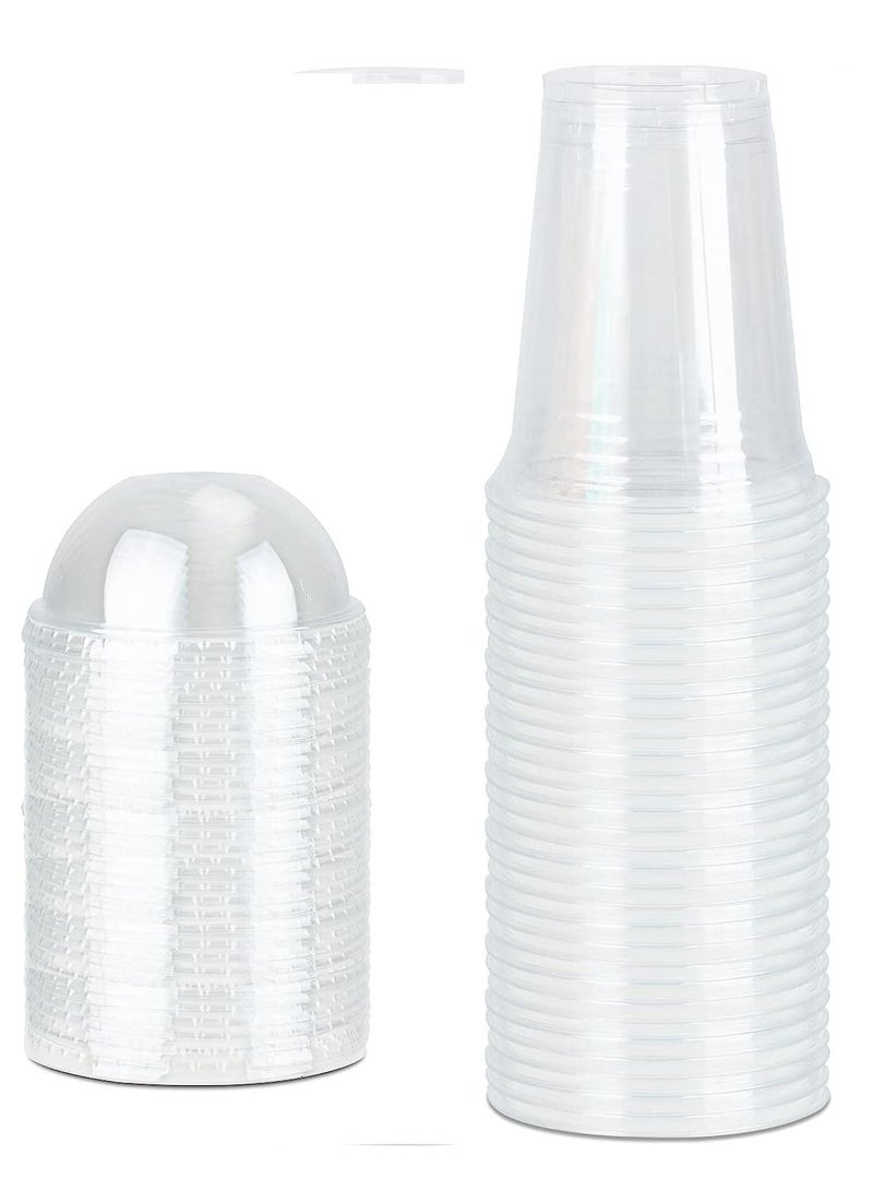 100 Sets Clear Plastic Cups with Dome Lids -Plastic Cups for Iced Coffee Cold Drinks, Smoothies, Milkshakes, Iced Tea, and Sodas. Plastic Party cups No Leaking - Image 1