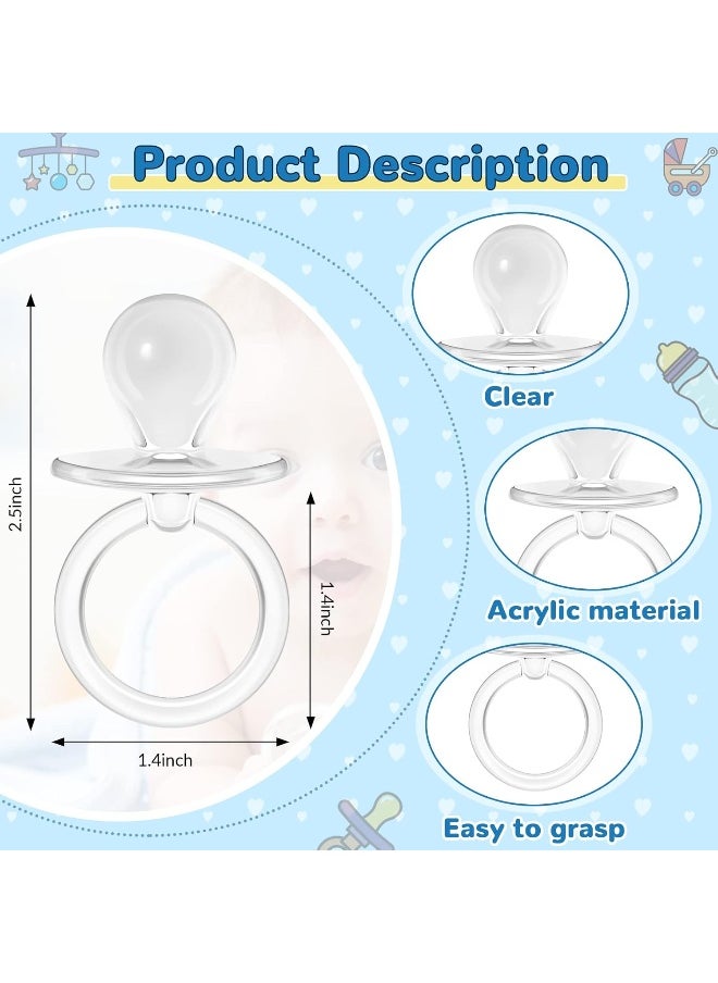 Jetec Jetec 48 Pieces 2.5 Inch Acrylic Baby Pacifiers Baby Shower Favors Gender Reveal Party Decorations for DIY Baby Shower Birthday Party Favors (Clear)  - Image 2