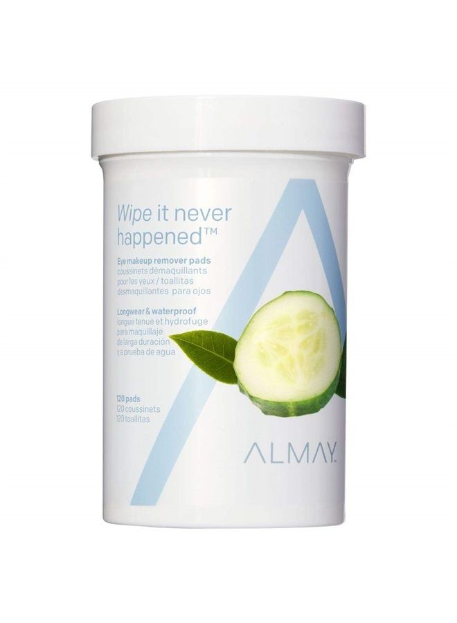 Almay Longwear & Waterproof Eye Makeup Remover Pads with Aloe, Hypoallergenic, Cruelty Free, -Fragrance Free, Dermatologist Ophthalmologist Tested, 120 Count - Image 1