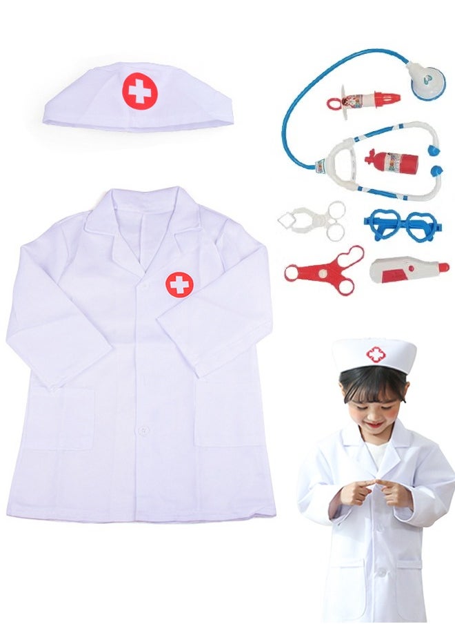 Generic Doctor Kit for Toddlers 3-5 Dress Up Toys for 2 3 4 Year Old Girls Pretend Kids Doctor Play Set with Doctor Costume Toy Stethoscope for 2 3 4 5 6 Year Old Girls Boys Birthday Gifts (White)  - Image 1