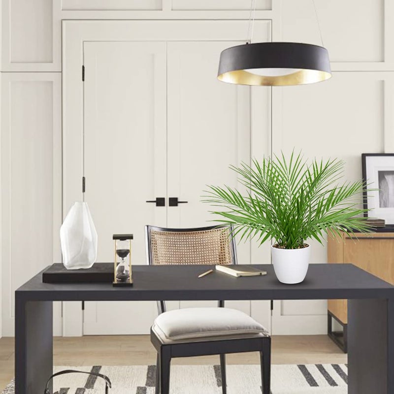 Briful Fake Plant 15â€™â€™ Artificial Palm Plant in White Pot Real Touch Faux Tropical Palm Tree Houseplant for Home Indoor Living Room Tabletop Balcony Decorations - Image 5