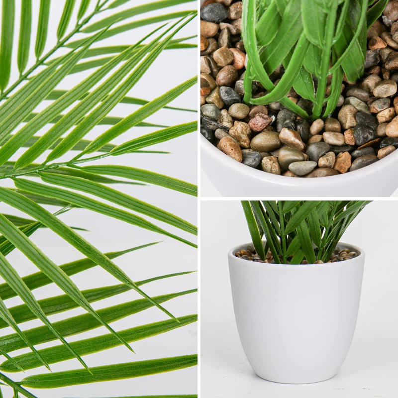 Briful Fake Plant 15â€™â€™ Artificial Palm Plant in White Pot Real Touch Faux Tropical Palm Tree Houseplant for Home Indoor Living Room Tabletop Balcony Decorations - Image 3