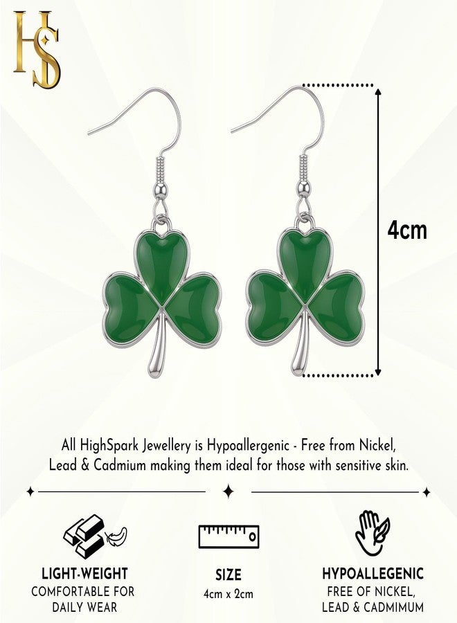 HighSpark St. Patrick's Day Earrings for Women | Green Dangle Irish Shamrock Earrings | Irish Jewelry - Lovely Gift - Image 2