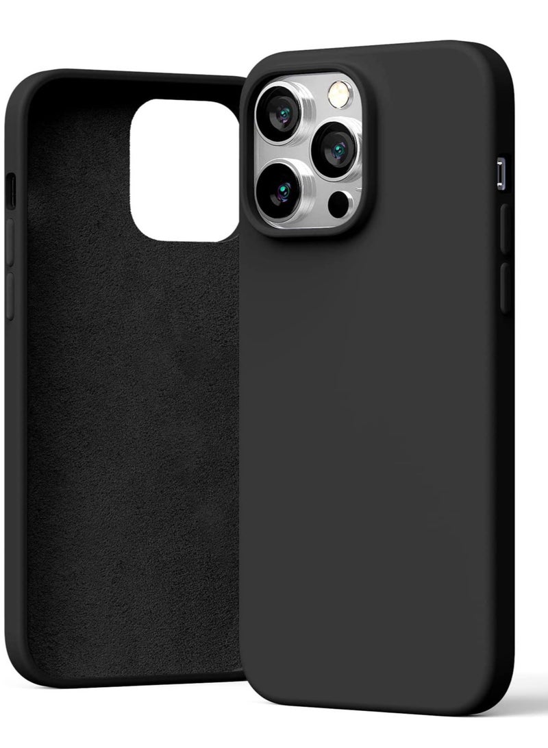 ELTRAZONE Liquid Silicone Case Compatible with iPhone 14 Pro Max (6.7 inch), Silky-Soft Touch Full Body Protection Shockproof Cover Case with Soft Microfiber Lining - Black - Image 1