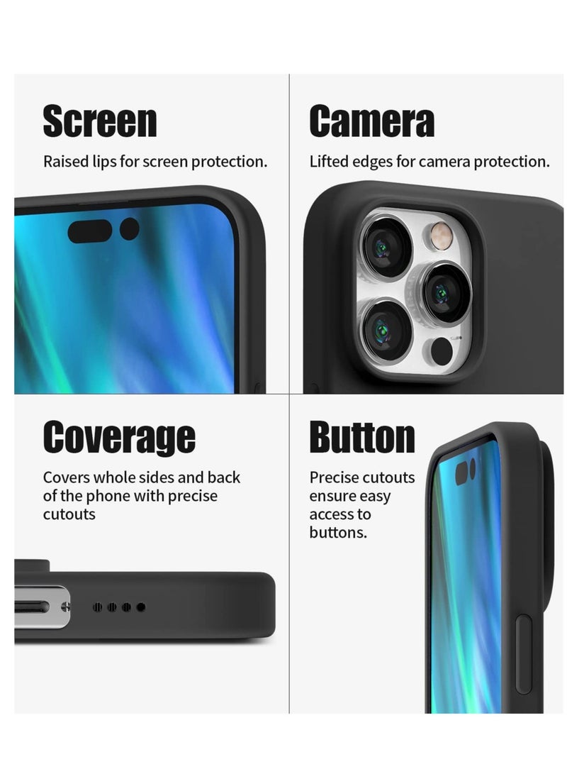 ELTRAZONE Liquid Silicone Case Compatible with iPhone 14 Pro Max (6.7 inch), Silky-Soft Touch Full Body Protection Shockproof Cover Case with Soft Microfiber Lining - Black - Image 4