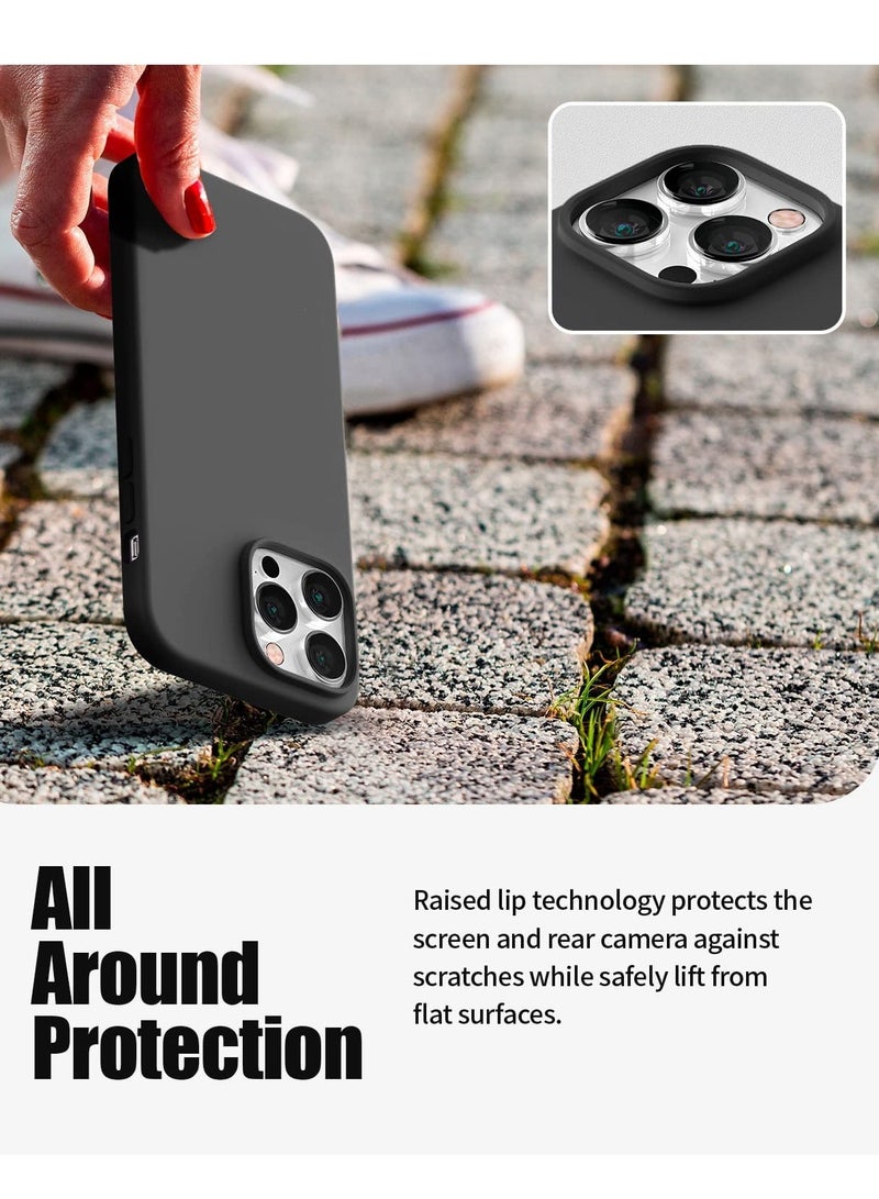 ELTRAZONE Liquid Silicone Case Compatible with iPhone 14 Pro Max (6.7 inch), Silky-Soft Touch Full Body Protection Shockproof Cover Case with Soft Microfiber Lining - Black - Image 2