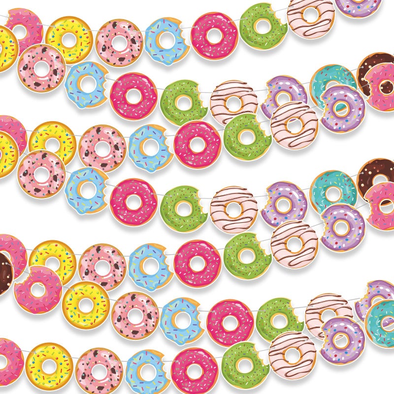 Dinifee 5 Pcs Donut Party Banners 592 ft Doughnut Grow up Party Accessories Hanging Swirl Donut Paper Cutouts Birthday Decorations for Baby Shower Gender Reveal Bridal Shower Supplies - Image 3