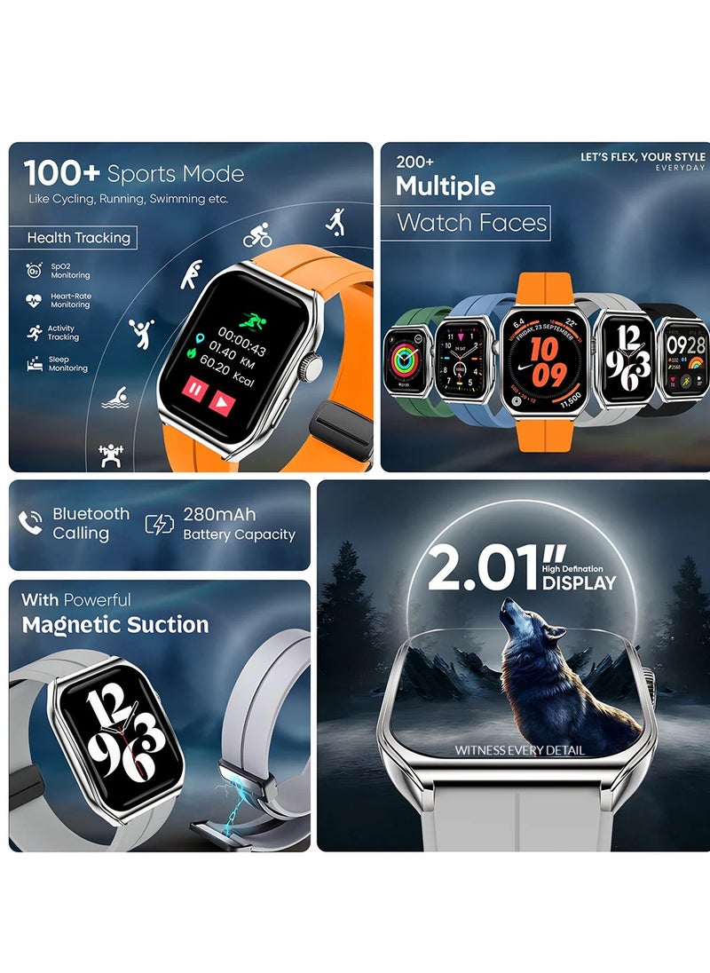 iCruze - Pronto Flex Bluetooth 5.0 Smartwatch with 2.01" HD Display, Health Tracking, Bluetooth Calling, 280mAh Battery, Magnetic Charging, IP67, Android and Iphone Compatible - Green - Image 1