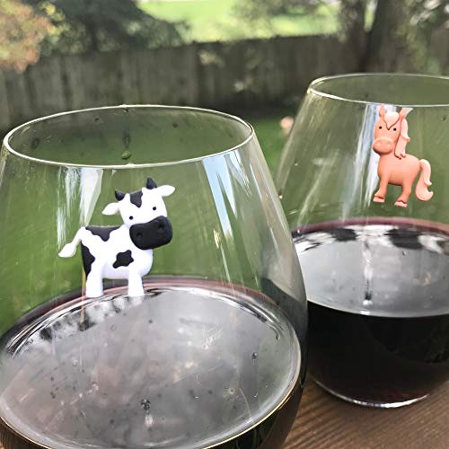 Simply Charmed Barnyard Farm Animal Wine Charms – Magnetic Glass Markers and Identifiers Set of 6 Wine Magnets - Image 3