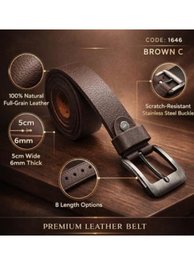 Men’s Genuine Buffalo Leather Casual Belt – Heavy-Duty Scratch-Resistant Metal Buckle – Double Loop Design – Model 1646 - Image 3