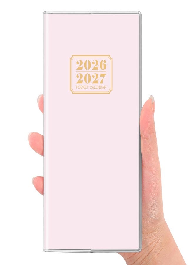 SKYDUE Pocket Calendar 2026-2027, Monthly Planner Jan 2026- Dec 2027 for Purse, 6.7" x 3.7" 2 Year Small Pocket Planner, Compact Design with Plastic Sleeve Pink - Image 1